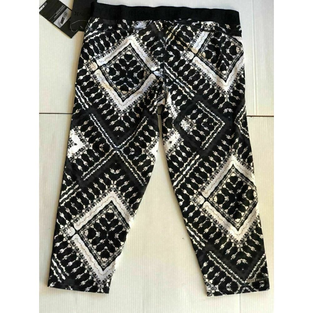 Hurley Women's Nike Dri-Fit Crop Black Grey Print Below The Knee Legging - Picture 10 of 12